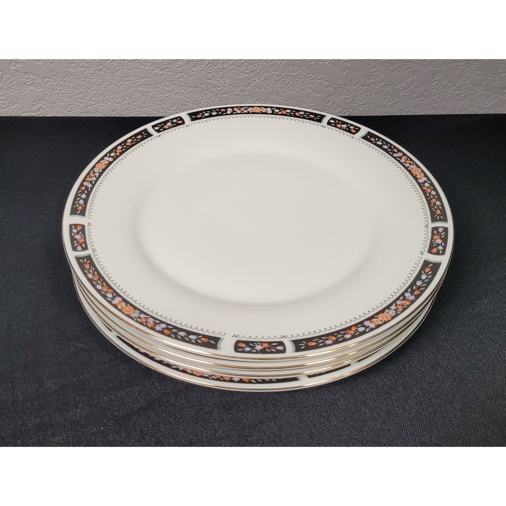 Silverie Fine China (SIV11 Pattern) Dinner Plate 10 in Set of 4 Vtg 1980s
